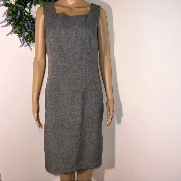Claudio Nucci,11/12,sleeveless gray tweed print lined rear zip/vent sheath dress - Picture 1 of 12